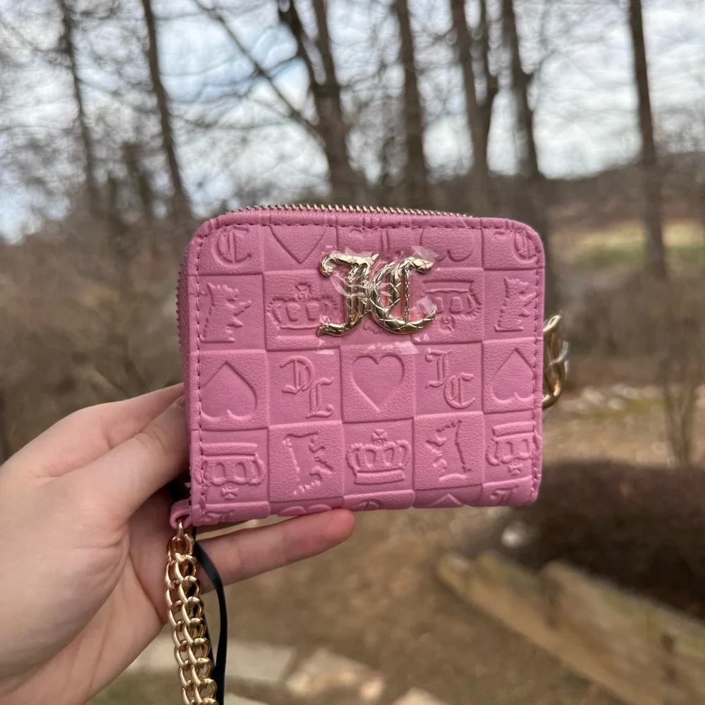 Juicy Couture Pink Embossed Logo Wallet Card Holder Y2K Coquette McBling